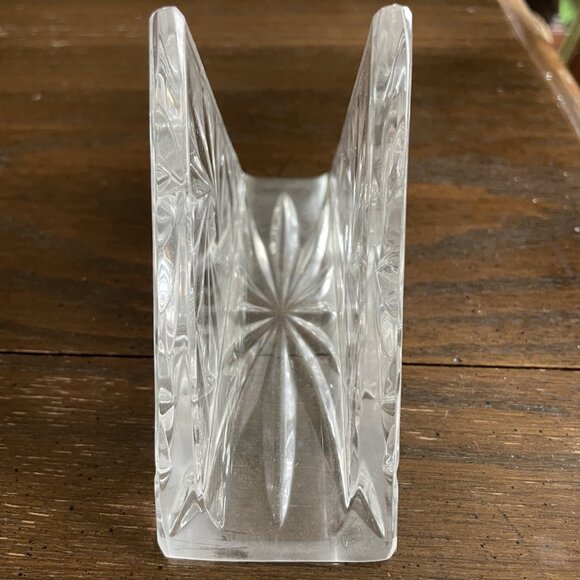 Vintage Triangle Napkin Letter Holder Lead Crystal Pinwheel Star Hand Cut EUC - Picture 2 of 4